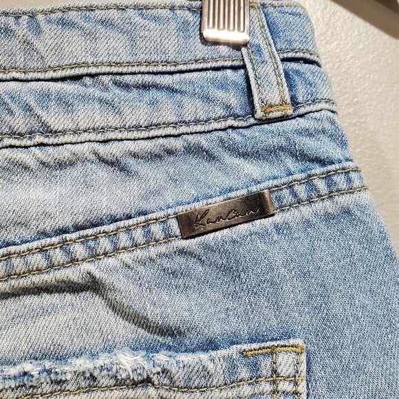 Kancan Womens Shorts Distressed Denim Cut Off Raw Hem Frayed Blue Jean Sz S 28 - Picture 8 of 13